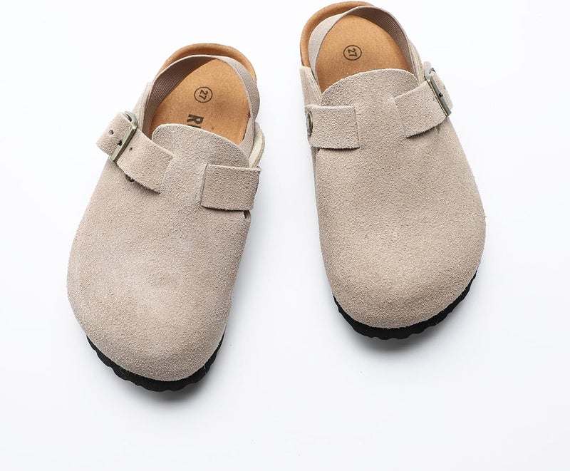 Hezeisoar Boys Girls Suede Clogs Unisex Toddler Slip-on Slippers Kids Outdoor Indoor Flat Shoes Classic Cork Adjustable Buckle Mules Cute Sandals - Image 5
